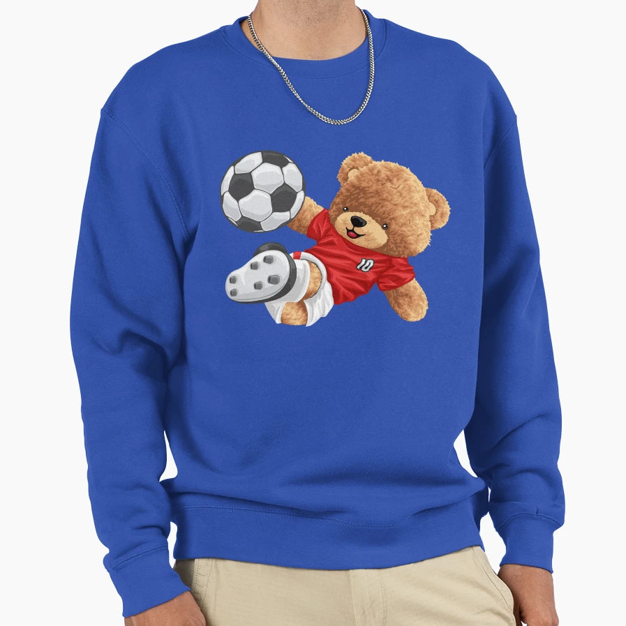 Teddy Bear Playing Soccer Sweatshirt - Casual Everyday Wear Unisex - T-Shirt, Sweatshirt, Hoodie