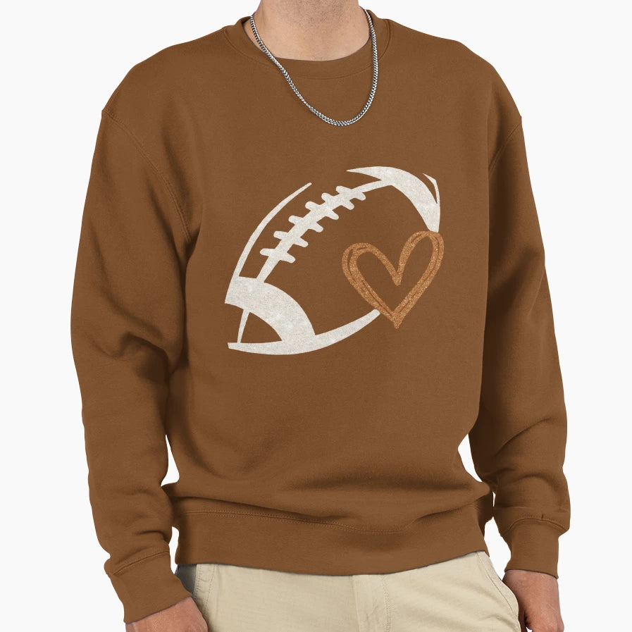 Football Heart Glitter Game Day Fan Sweatshirt - Unique Graphic for Adults - T-Shirt, Sweatshirt, Hoodie