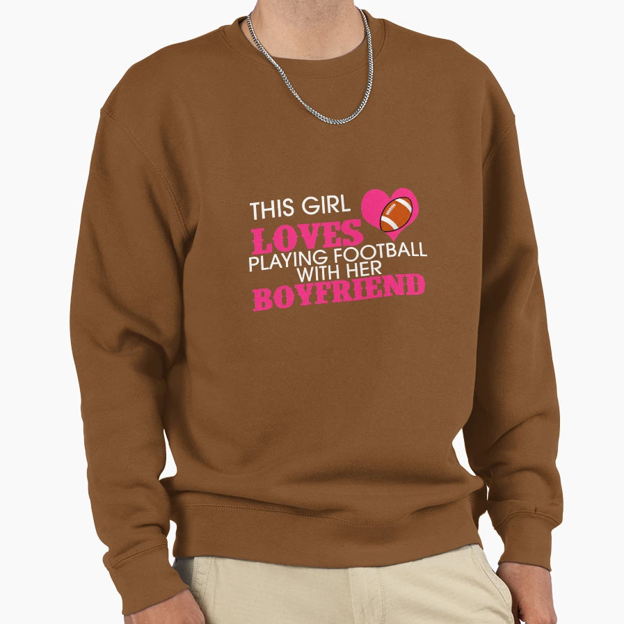 This Loves Playing Football Her Sweatshirt - Fun Novelty Design for Adults - T-Shirt, Sweatshirt, Hoodie