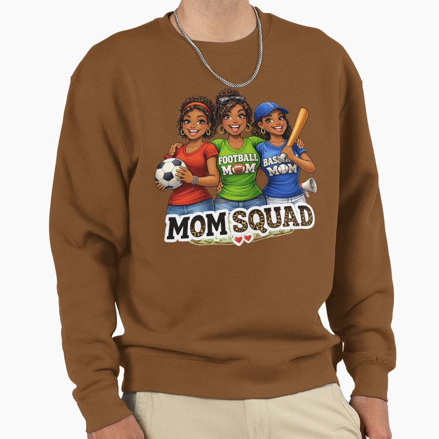 Mom Squad Sports Soccer Football Baseball Sweatshirt - Graphic Print Unisex - T-Shirt, Sweatshirt, Hoodie