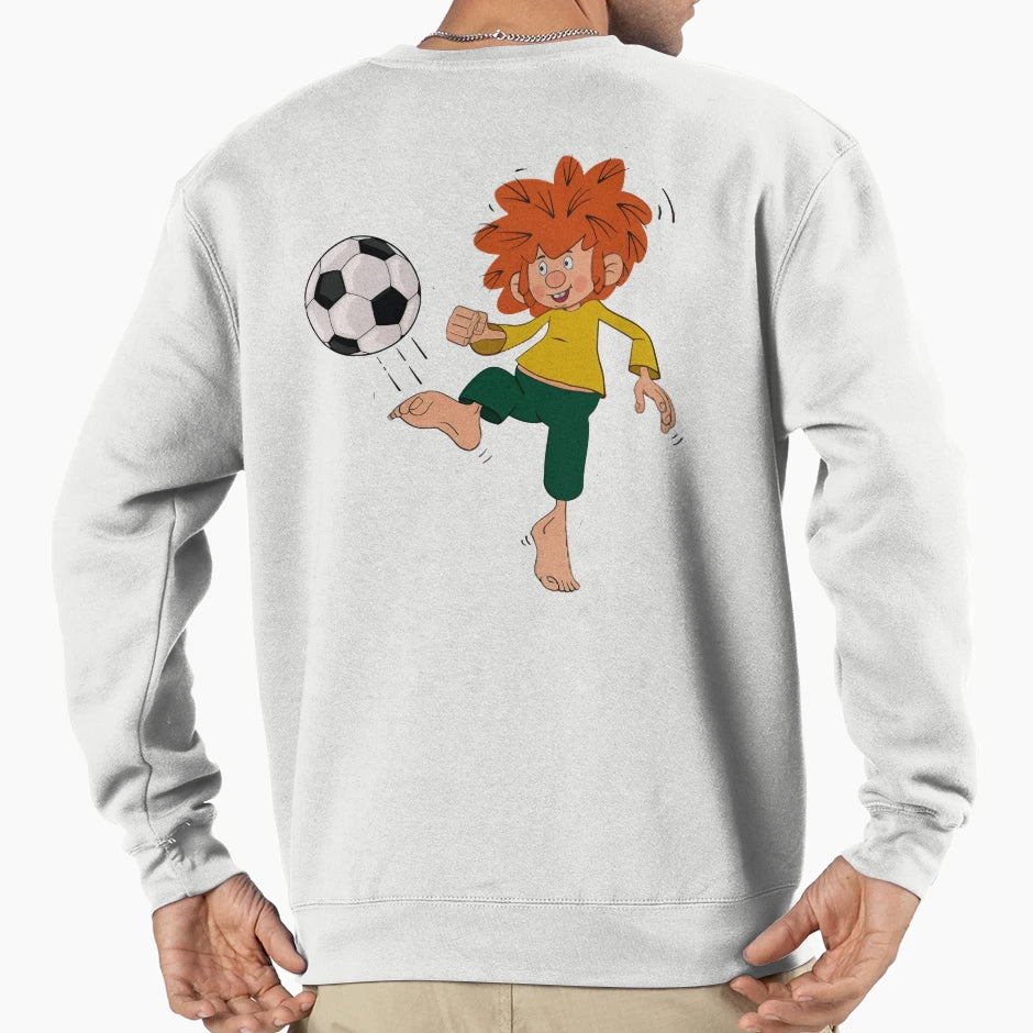 Pumuckl Playing Football Field Sweatshirt - Novelty Apparel for Adults - T-Shirt, Sweatshirt, Hoodie
