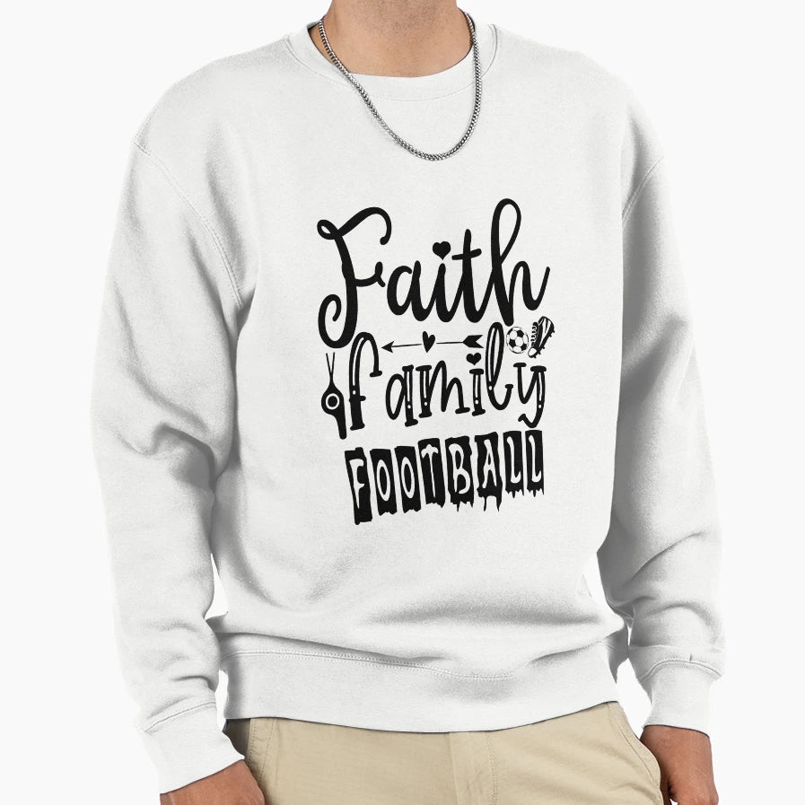 Faith Family Football Funny Football T-Shirt - Trendy Graphic for Adults - T-Shirt, Sweatshirt, Hoodie
