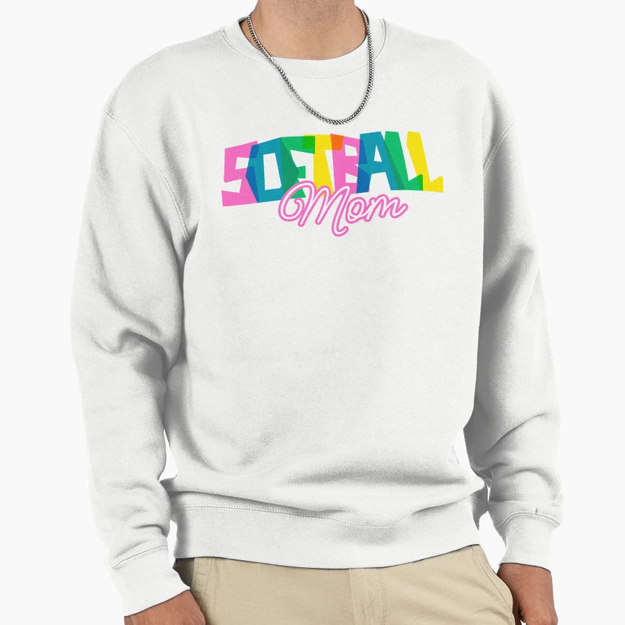 Softball Mom Happy And Bright Sweatshirt - Unique Graphic Unisex - T-Shirt, Sweatshirt, Hoodie