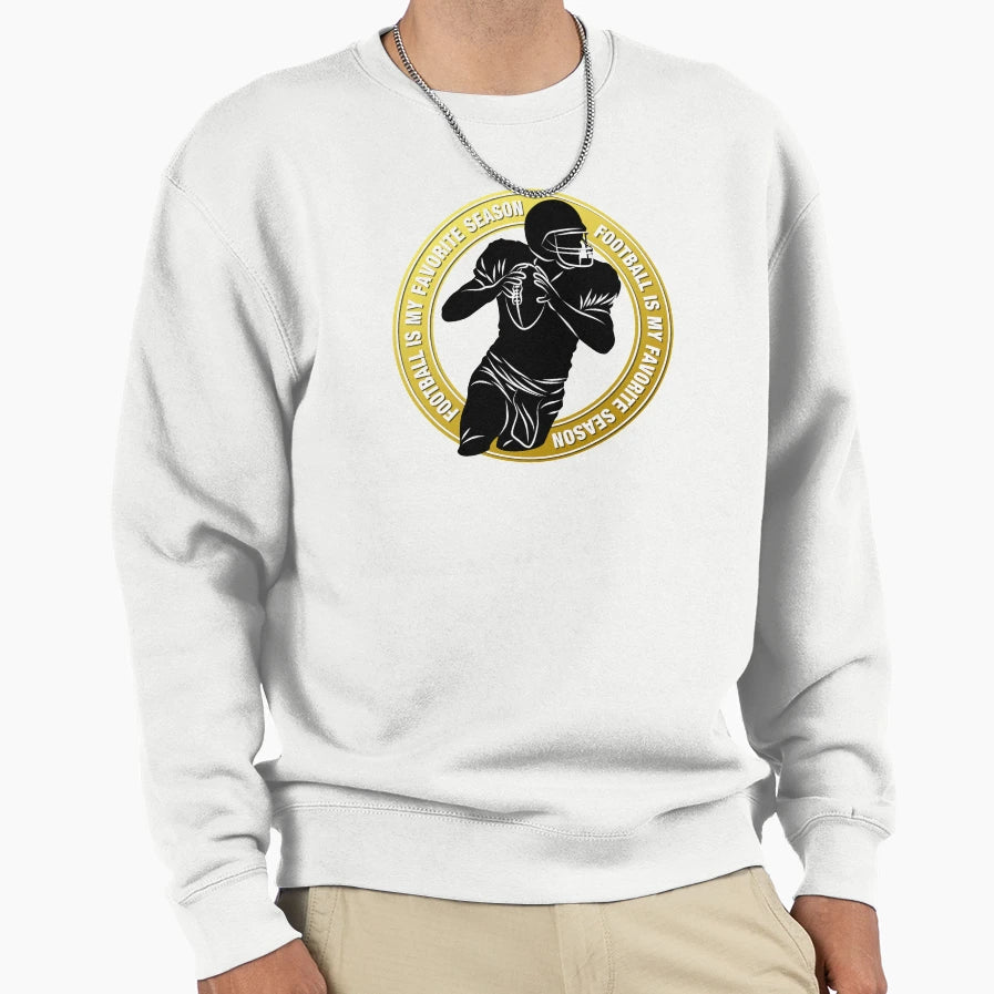 Football Is My Favorite Season Word Gold Sweatshirt - Graphic Print Unisex - T-Shirt, Sweatshirt, Hoodie