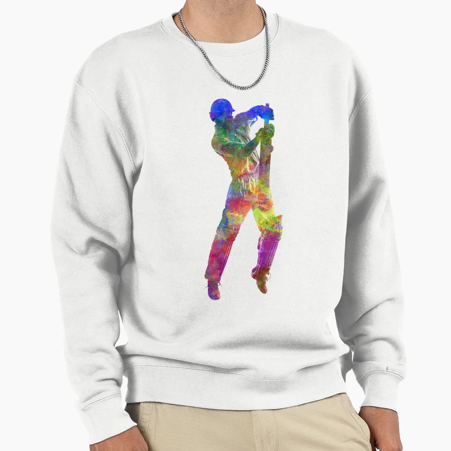 Cricket Player Batsman Silhouette Sweatshirt - Streetwear Style for Adults - T-Shirt, Sweatshirt, Hoodie