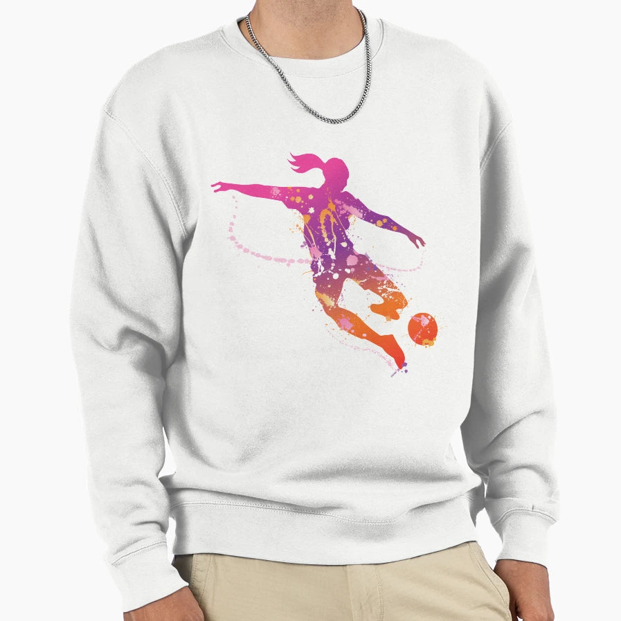Female Soccer Player Sweatshirt - Aesthetic Graphic for Adults - T-Shirt, Sweatshirt, Hoodie