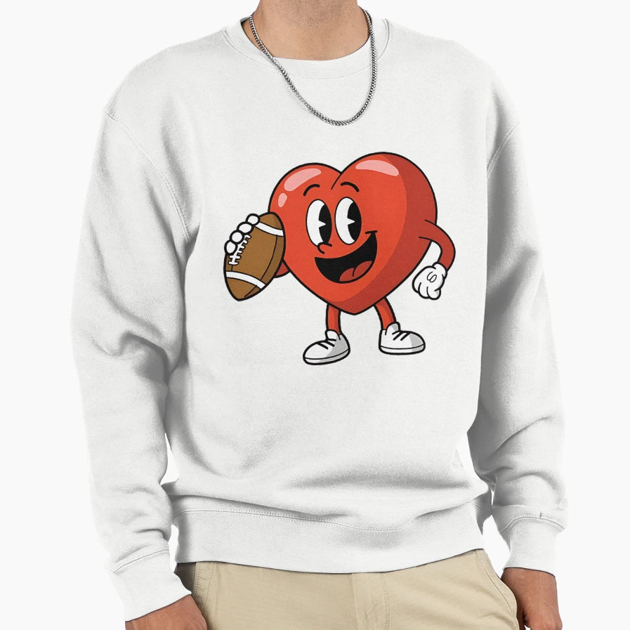 Heart Football Player Sports Sweatshirt - Fun Novelty Design for Adults - T-Shirt, Sweatshirt, Hoodie
