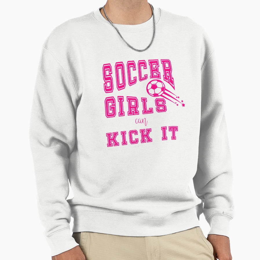 Soccer Can Kick It Sports Slogan T-Shirt - Minimalist Print Men Women - T-Shirt, Sweatshirt, Hoodie