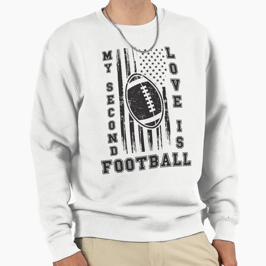 My Second Love Is Football Usa Sweatshirt - Minimalist Print for Adults - T-Shirt, Sweatshirt, Hoodie