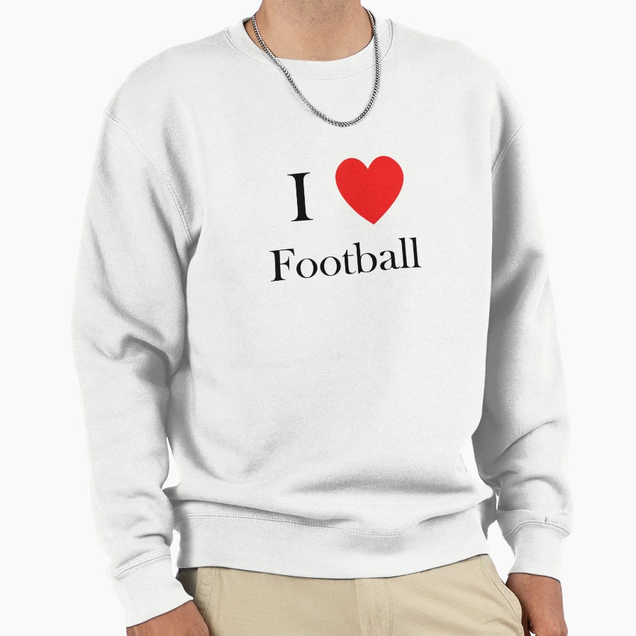 I Love Football Heart Sweatshirt - Custom Art Print Men Women - T-Shirt, Sweatshirt, Hoodie