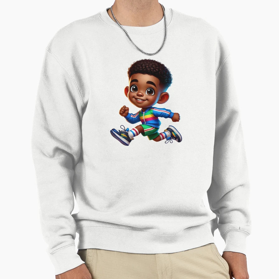 Running Black Illustration African Sweatshirt - Aesthetic Graphic Unisex - T-Shirt, Sweatshirt, Hoodie