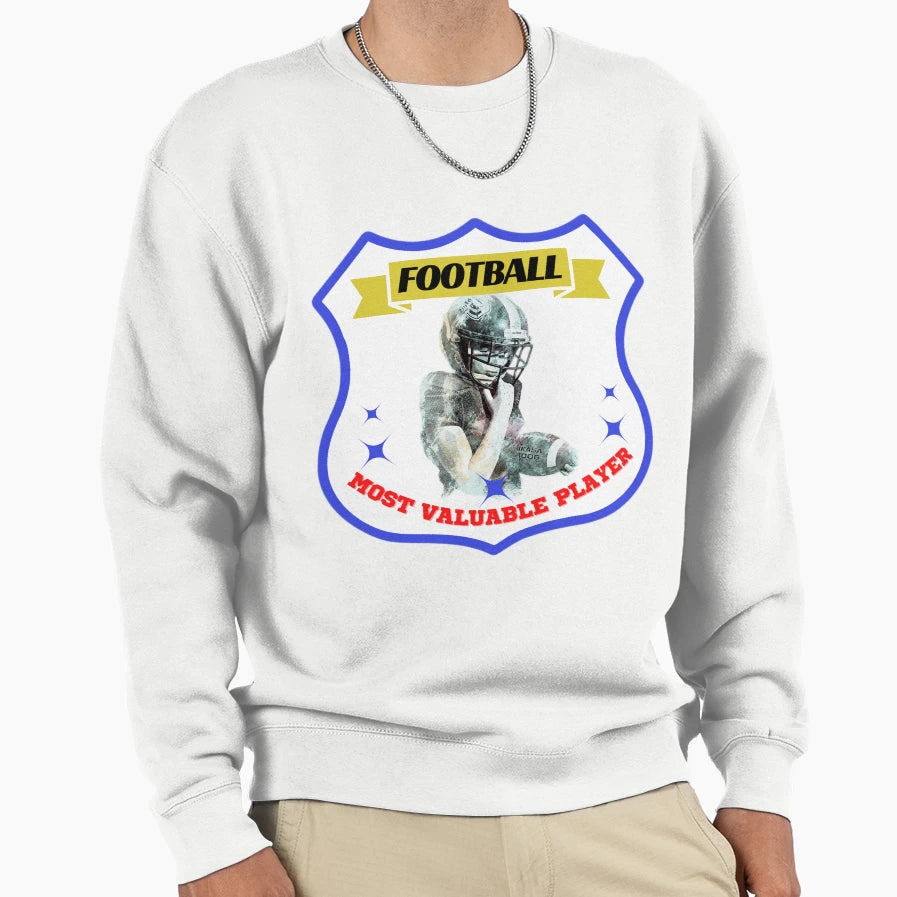 Most Valuable Player Football Crest Sweatshirt - Trendy Graphic for Adults - T-Shirt, Sweatshirt, Hoodie