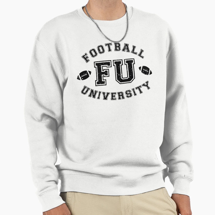 Football University Black Worn Sweatshirt - Casual Everyday Wear Unisex - T-Shirt, Sweatshirt, Hoodie