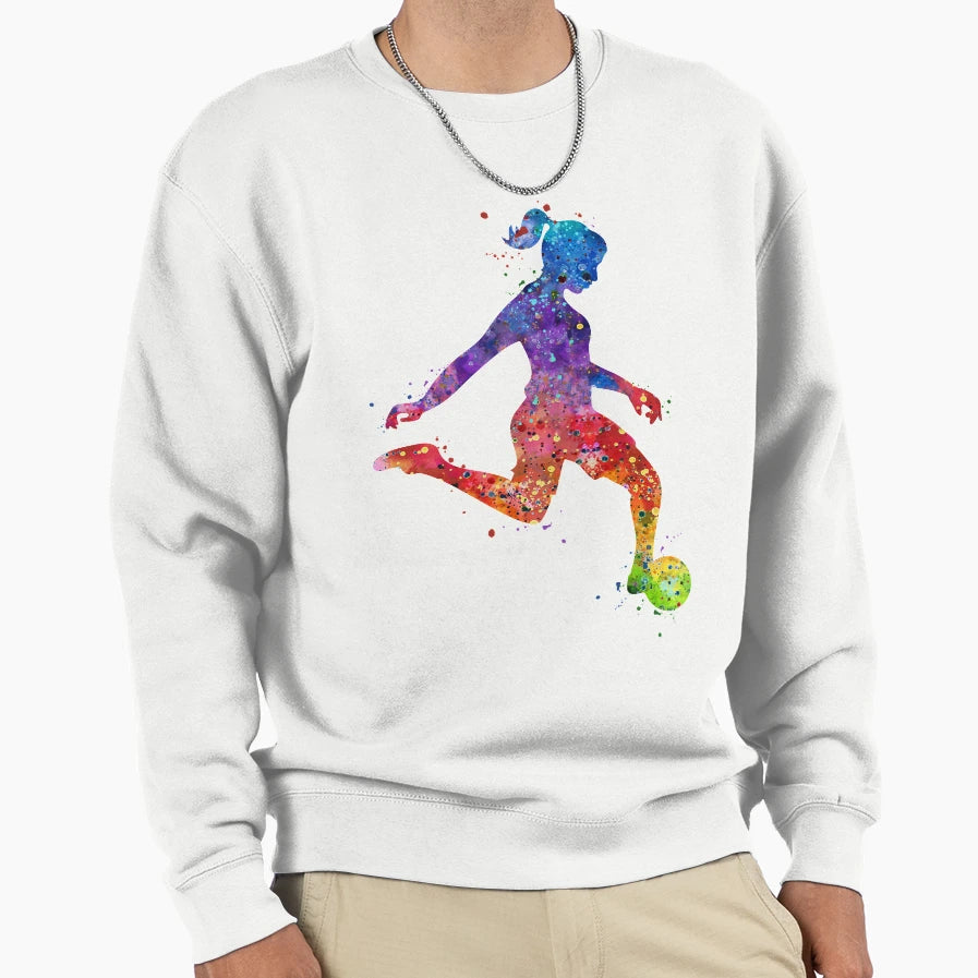 Soccer Player Colorful Watercolor Sweatshirt - Graphic Print Men Women - T-Shirt, Sweatshirt, Hoodie