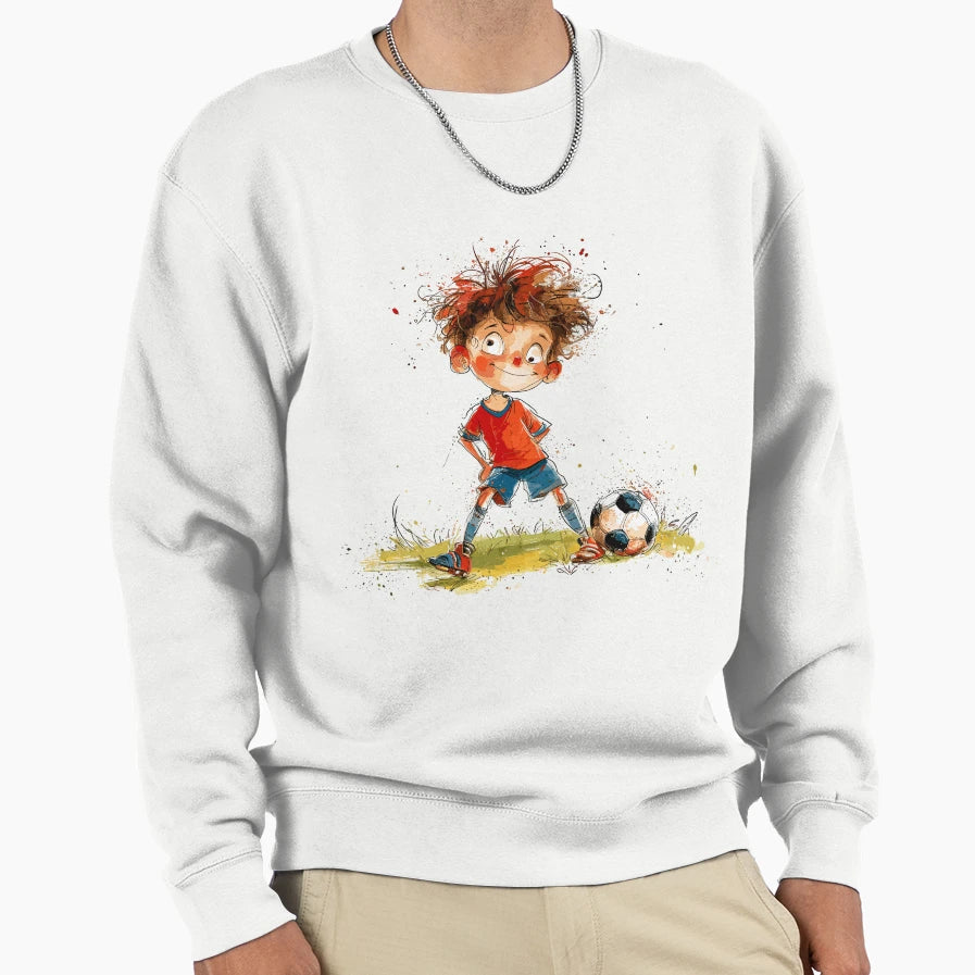 Little Playing Soccer Sweatshirt - Custom Art Print for Adults - T-Shirt, Sweatshirt, Hoodie