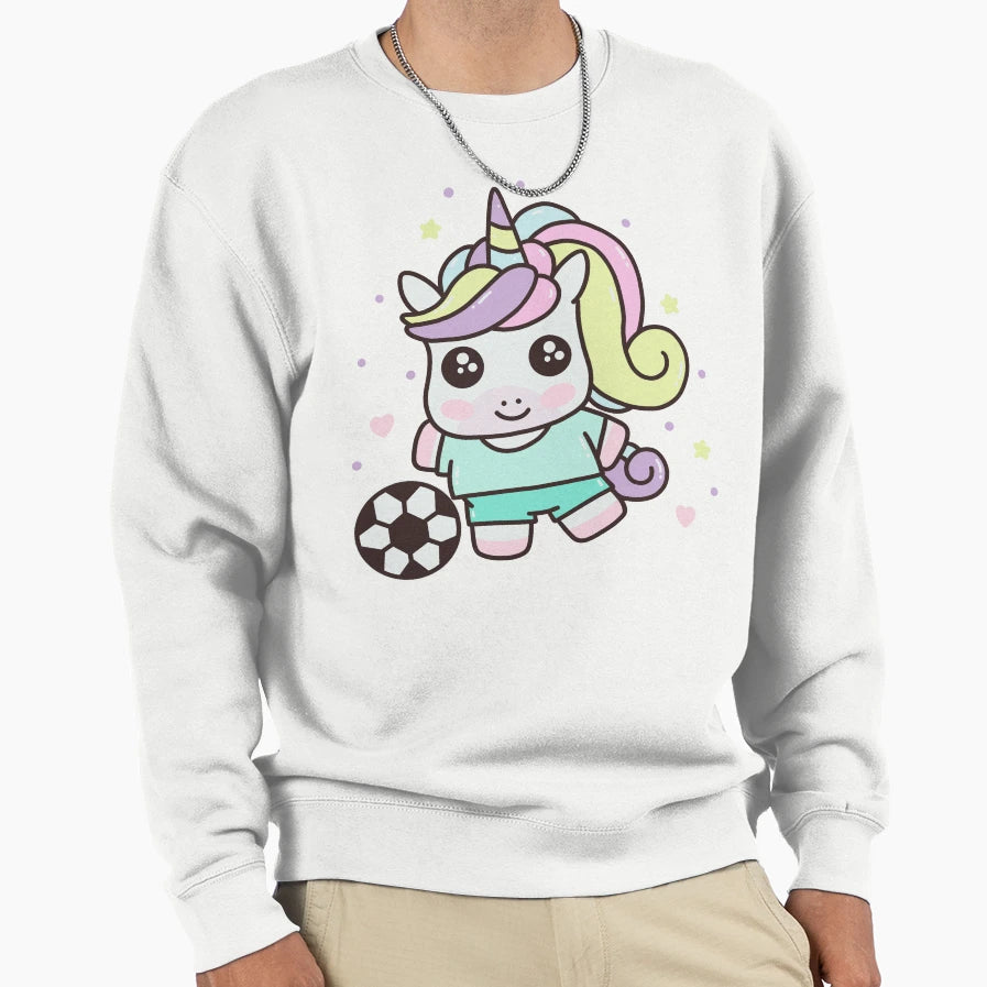 Kawaii Football Unicorn Soccer Sweatshirt - Trendy Graphic for Adults - T-Shirt, Sweatshirt, Hoodie