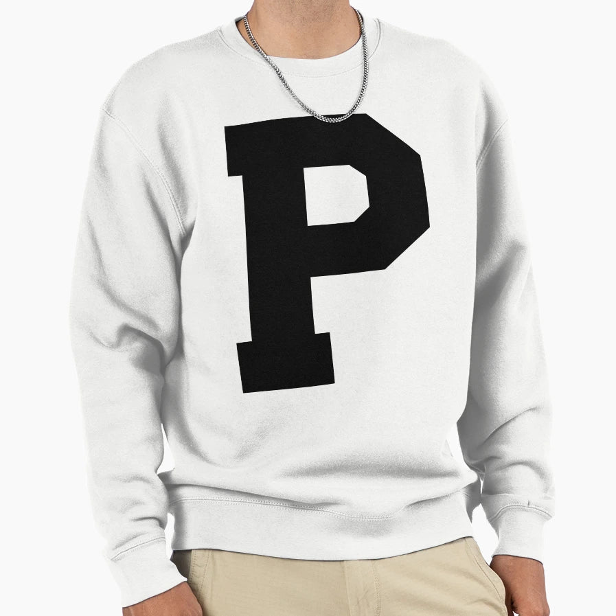 Alphabet Black P Sports Letter P Sweatshirt - Novelty Apparel for Adults - T-Shirt, Sweatshirt, Hoodie