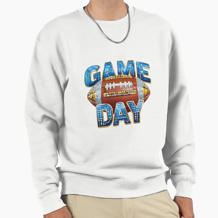 Game Day Sequin Football Shiny And Sweatshirt - Aesthetic Graphic Unisex - T-Shirt, Sweatshirt, Hoodie