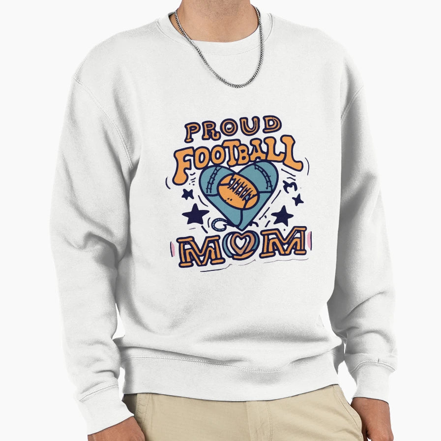 Proud Football Mom Heart And Sweatshirt - Custom Art Print for Adults - T-Shirt, Sweatshirt, Hoodie