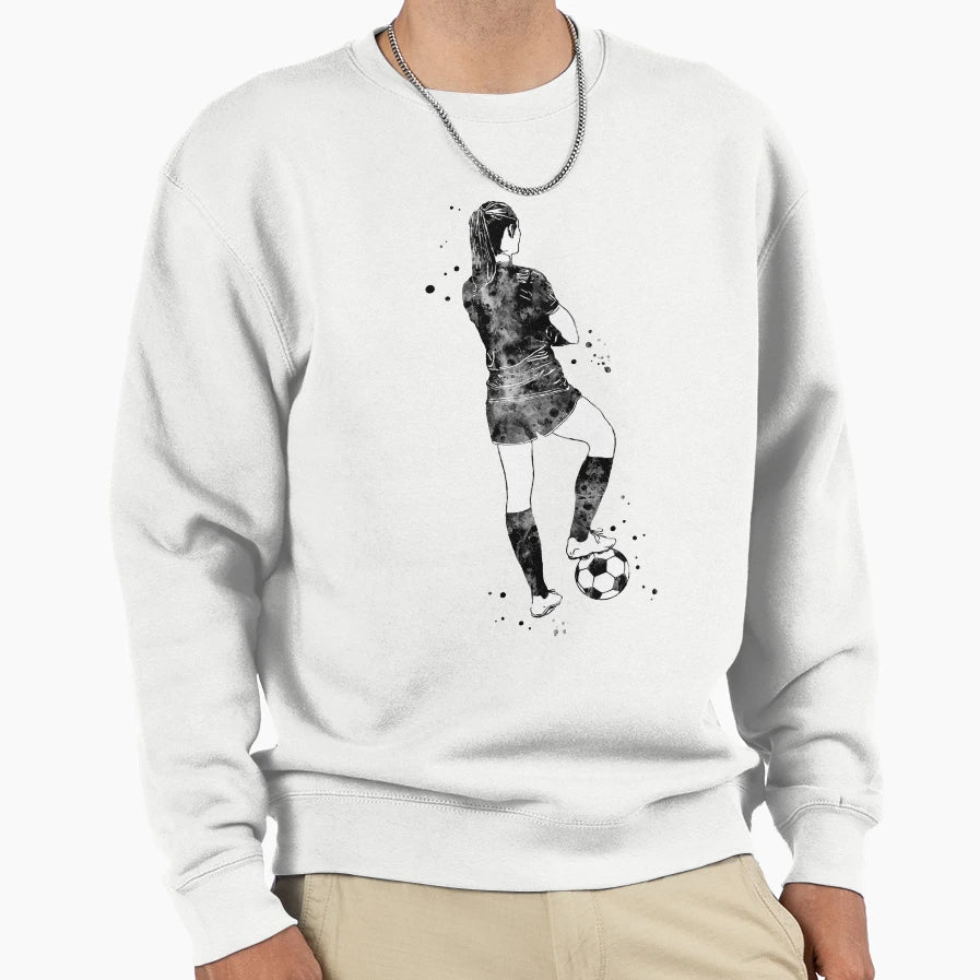Female Soccer Player Sweatshirt - Minimalist Print for Adults - T-Shirt, Sweatshirt, Hoodie