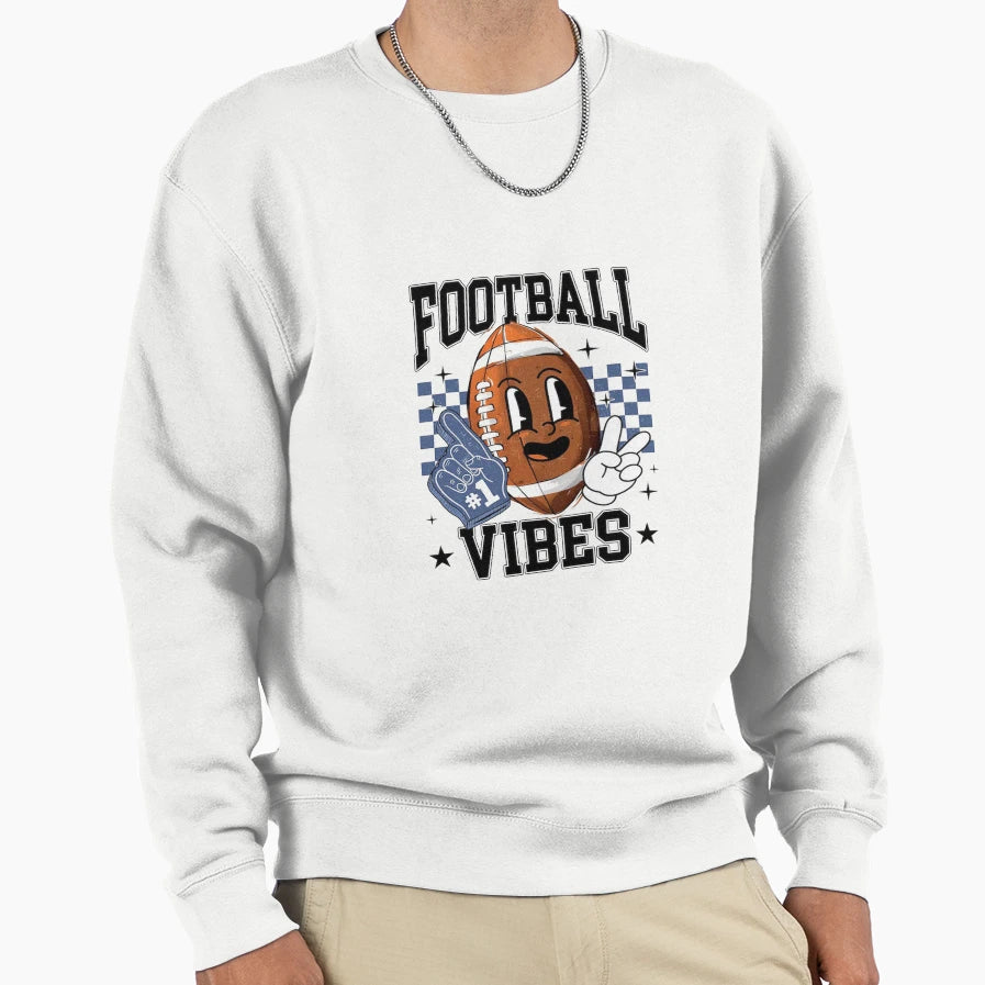 Football Smiley Face Vibes Sweatshirt - Trendy Graphic Unisex - T-Shirt, Sweatshirt, Hoodie
