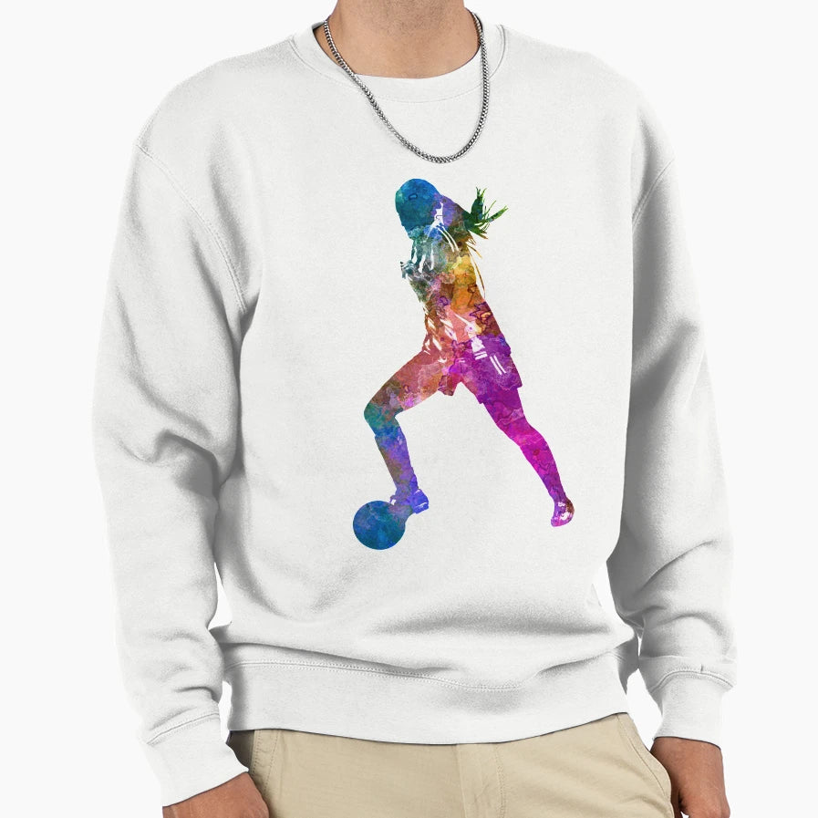 Playing Soccer Football Player Sweatshirt - Minimalist Print Men Women - T-Shirt, Sweatshirt, Hoodie