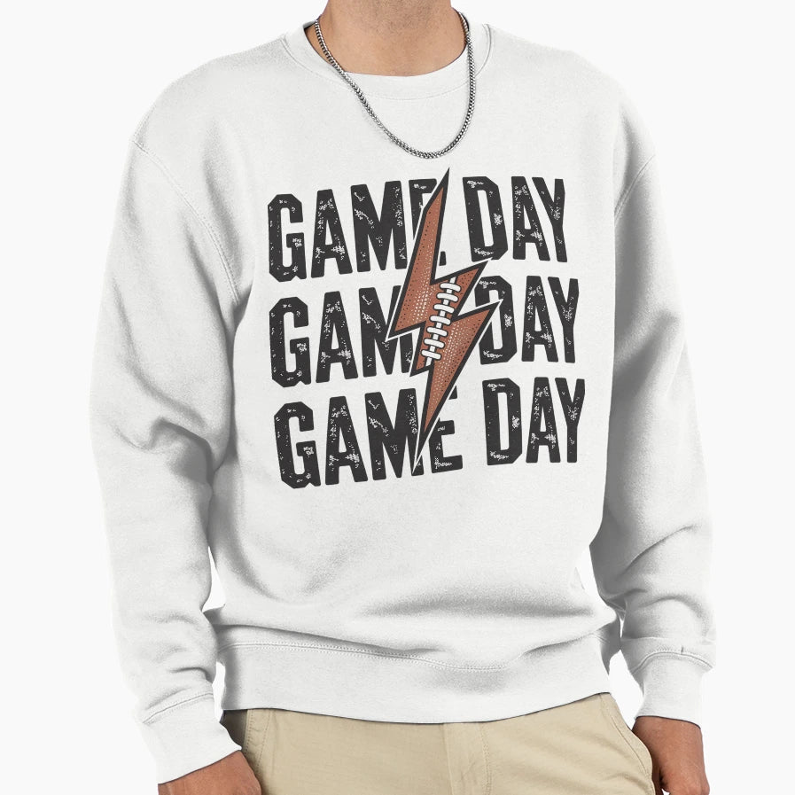 Game Day Football Lightning Bolt Sweatshirt - Trendy Graphic Unisex - T-Shirt, Sweatshirt, Hoodie