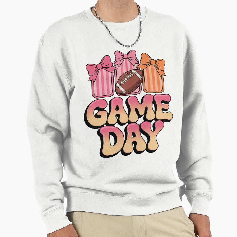 Football Game Day Coquette Bow Touchdown T-Shirt - Custom Art Print Unisex - T-Shirt, Sweatshirt, Hoodie