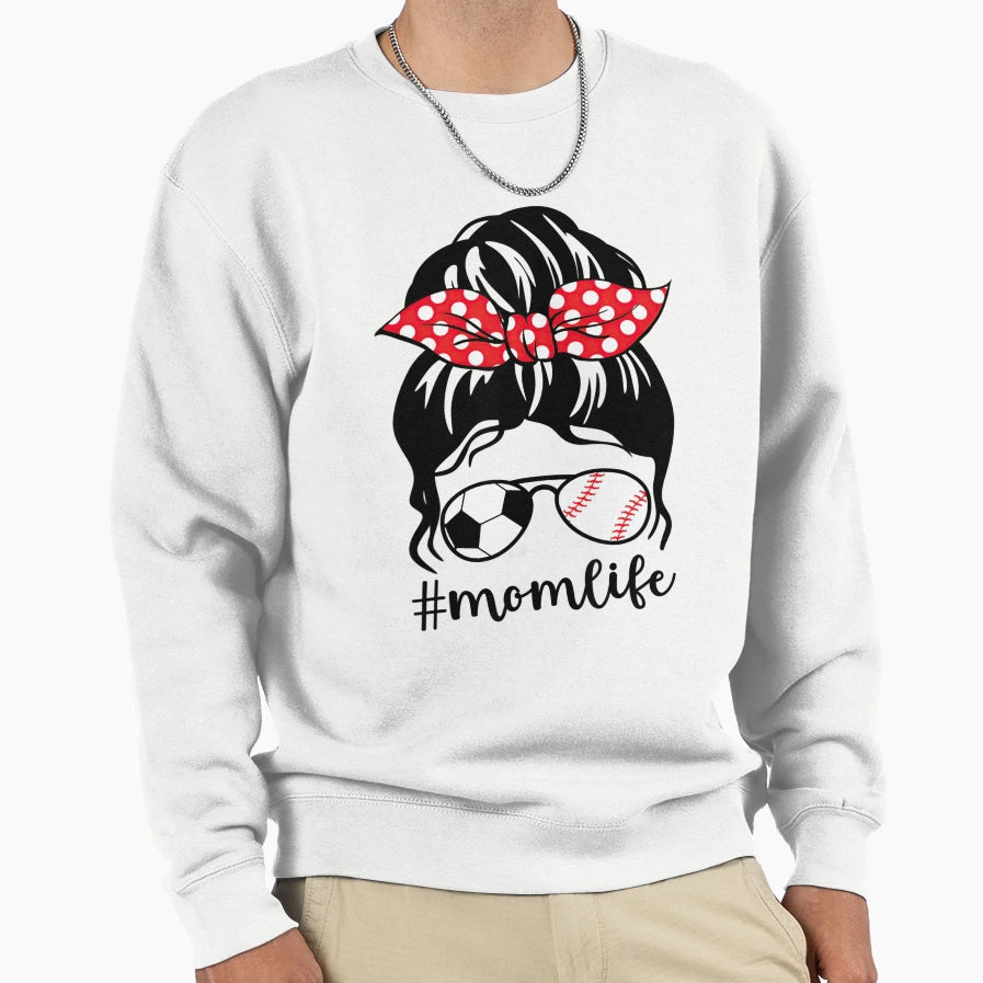Classy Mom Life Baseball Messy Bun Sweatshirt - Unique Graphic Unisex - T-Shirt, Sweatshirt, Hoodie