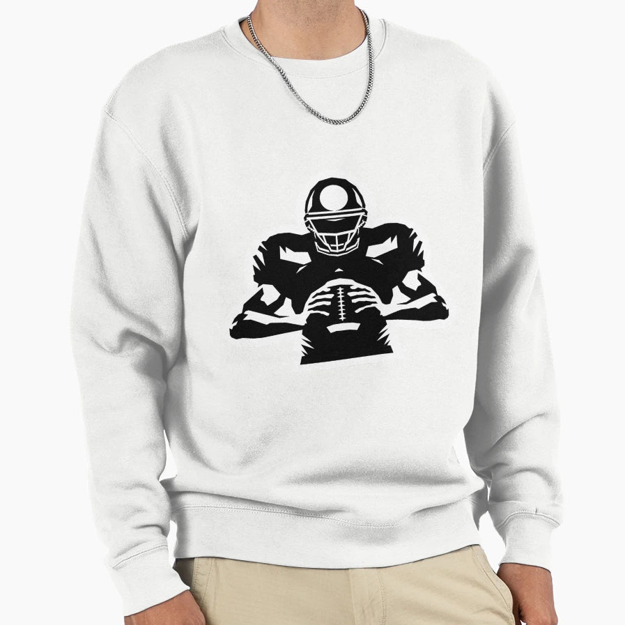 Football Player Holding Football Sweatshirt - Fun Novelty Design Men Women - T-Shirt, Sweatshirt, Hoodie