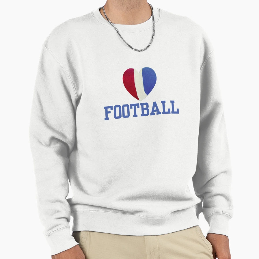 Heart Football Red White Blue Sweatshirt - Trendy Graphic Men Women - T-Shirt, Sweatshirt, Hoodie