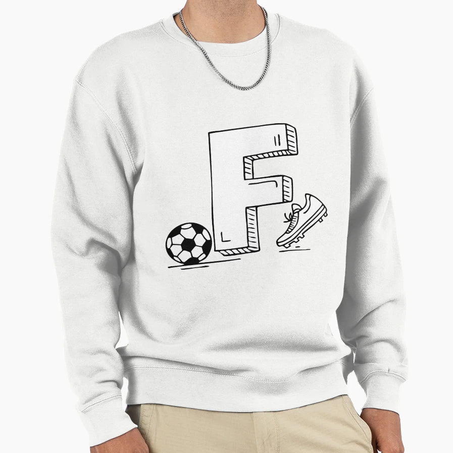 Illustration Letter F Beside Football Sweatshirt - Streetwear Style Unisex - T-Shirt, Sweatshirt, Hoodie