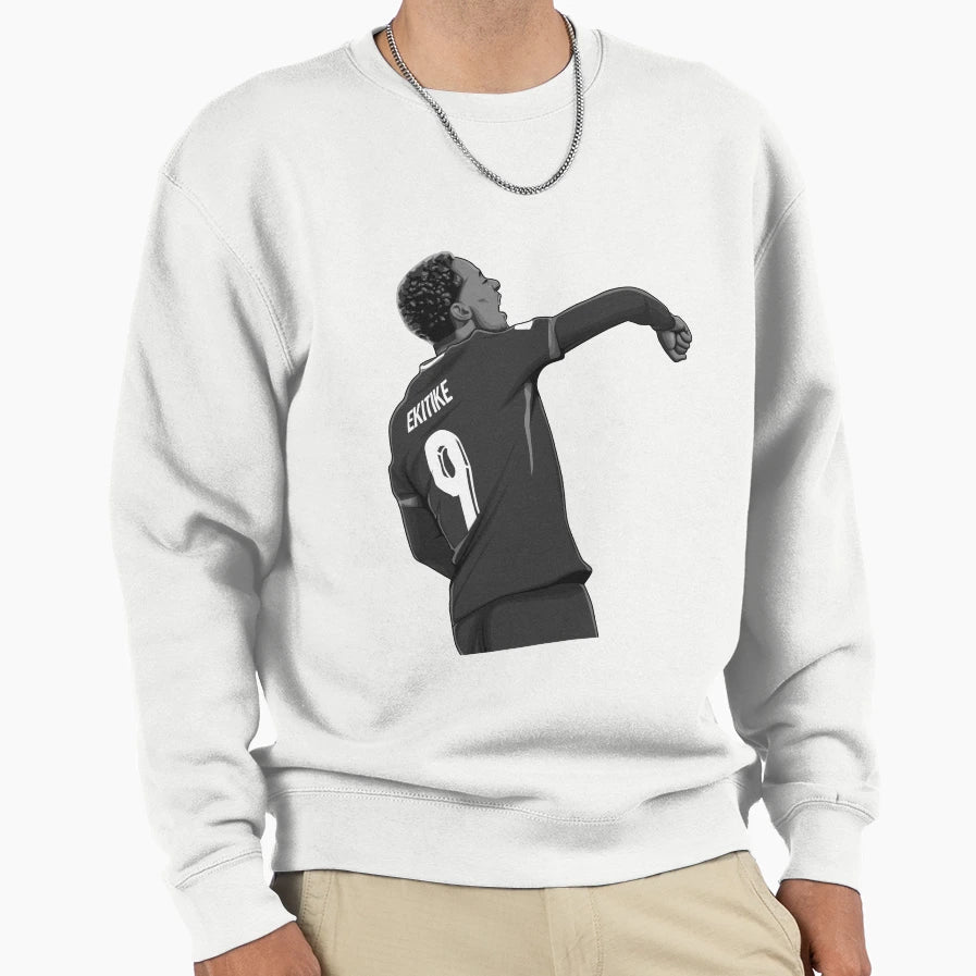 Hugo Ekitike Black And White Version Sweatshirt - Unique Graphic for Adults - T-Shirt, Sweatshirt, Hoodie