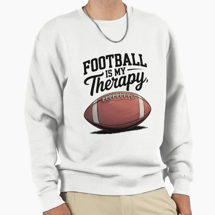 Football Is My Therapy Pigskin Sweatshirt - Aesthetic Graphic for Adults - T-Shirt, Sweatshirt, Hoodie