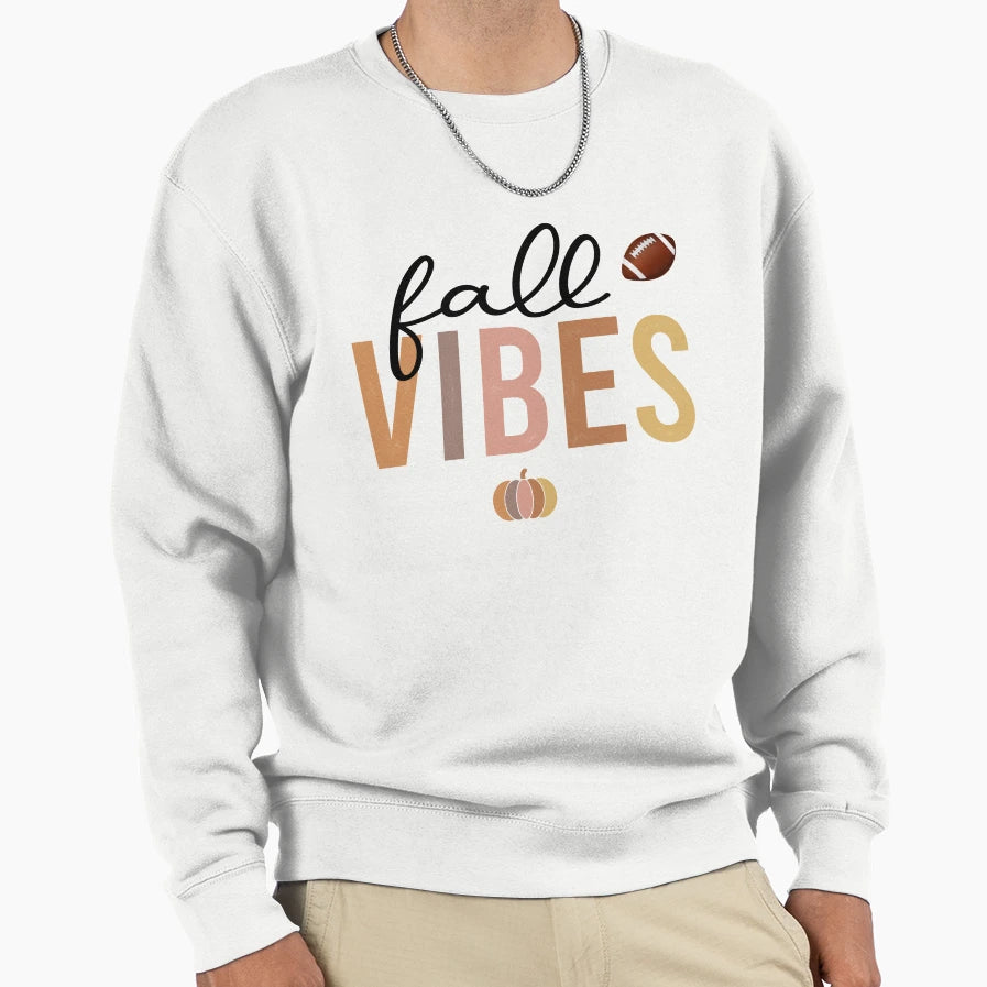 Fall Vibes Pumpkin And Football Autumn T-Shirt - Unique Graphic Unisex - T-Shirt, Sweatshirt, Hoodie
