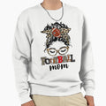 Football Mom Messy Hair Bun Leopard Sweatshirt - Streetwear Style Unisex - T-Shirt, Sweatshirt, Hoodie