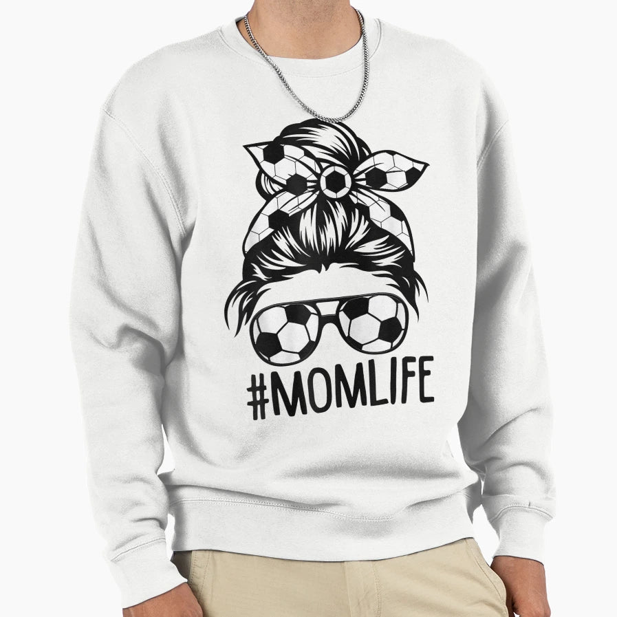Mom Life Sports Soccer Messy Bun T-Shirt - Minimalist Print Men Women - T-Shirt, Sweatshirt, Hoodie