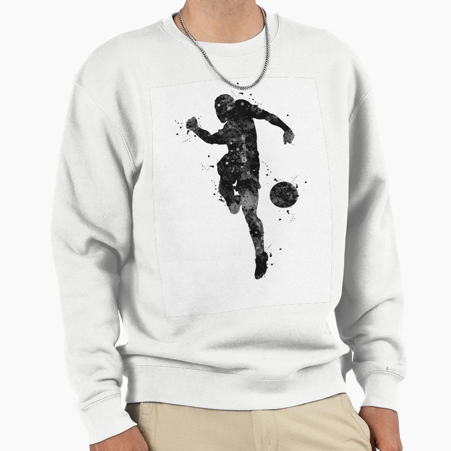 Soccer Player Black And White Sweatshirt - Minimalist Print Men Women - T-Shirt, Sweatshirt, Hoodie