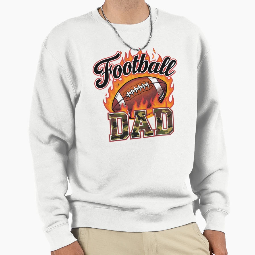 Football Dad Flaming Football Sweatshirt - Unique Graphic Unisex - T-Shirt, Sweatshirt, Hoodie