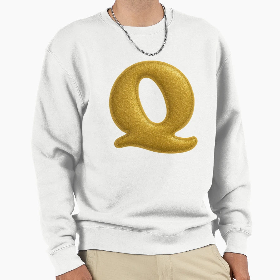 Golden Letter Q Sweatshirt - Aesthetic Graphic Unisex - T-Shirt, Sweatshirt, Hoodie