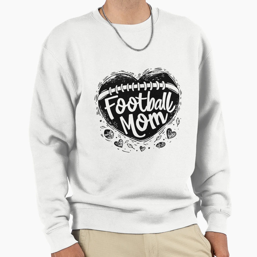 Football Mom Heart Black And Sweatshirt - Casual Everyday Wear for Adults - T-Shirt, Sweatshirt, Hoodie