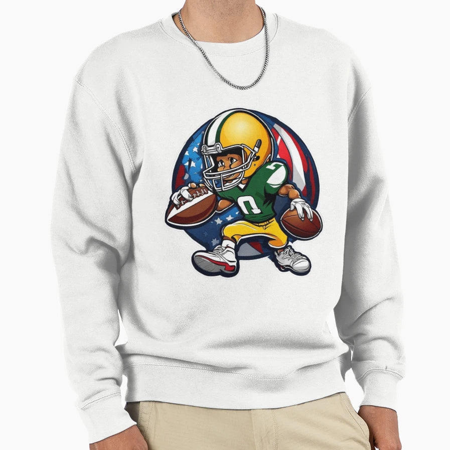 Cartoon Character Playing Football Sweatshirt - Novelty Apparel Unisex - T-Shirt, Sweatshirt, Hoodie