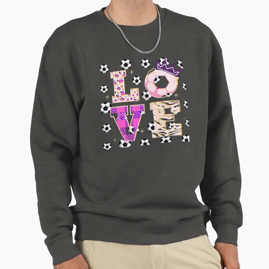 Love Soccer Ball Crown Animal Sweatshirt - Novelty Apparel Unisex - T-Shirt, Sweatshirt, Hoodie