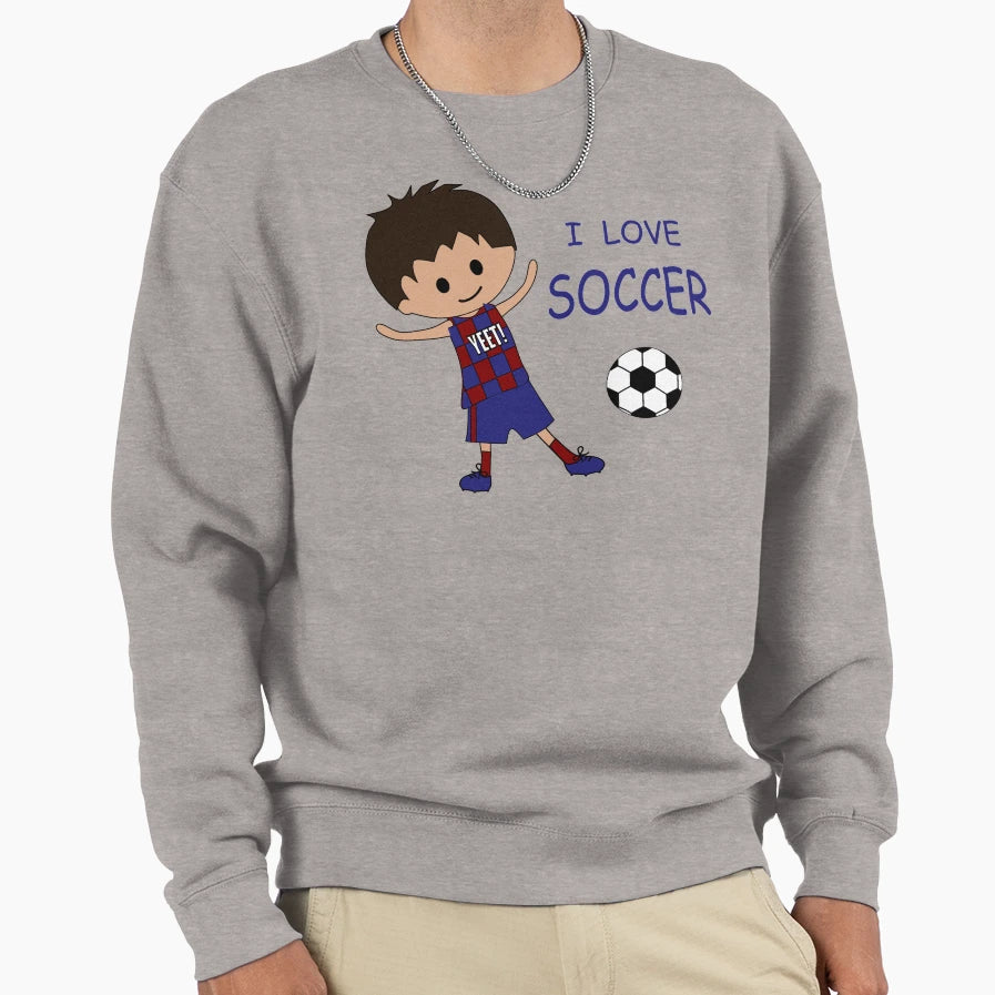 I Love Soccer Brunette Sweatshirt - Casual Everyday Wear Men Women - T-Shirt, Sweatshirt, Hoodie