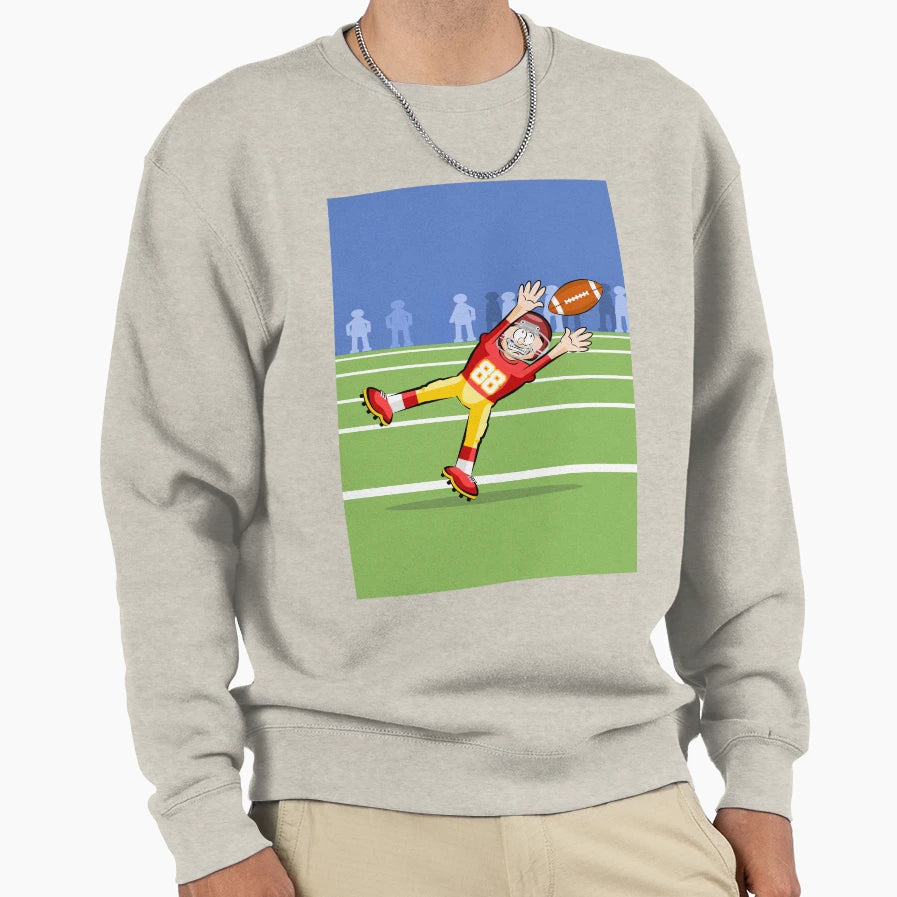 American Football Player Catching Sweatshirt - Novelty Apparel Men Women - T-Shirt, Sweatshirt, Hoodie