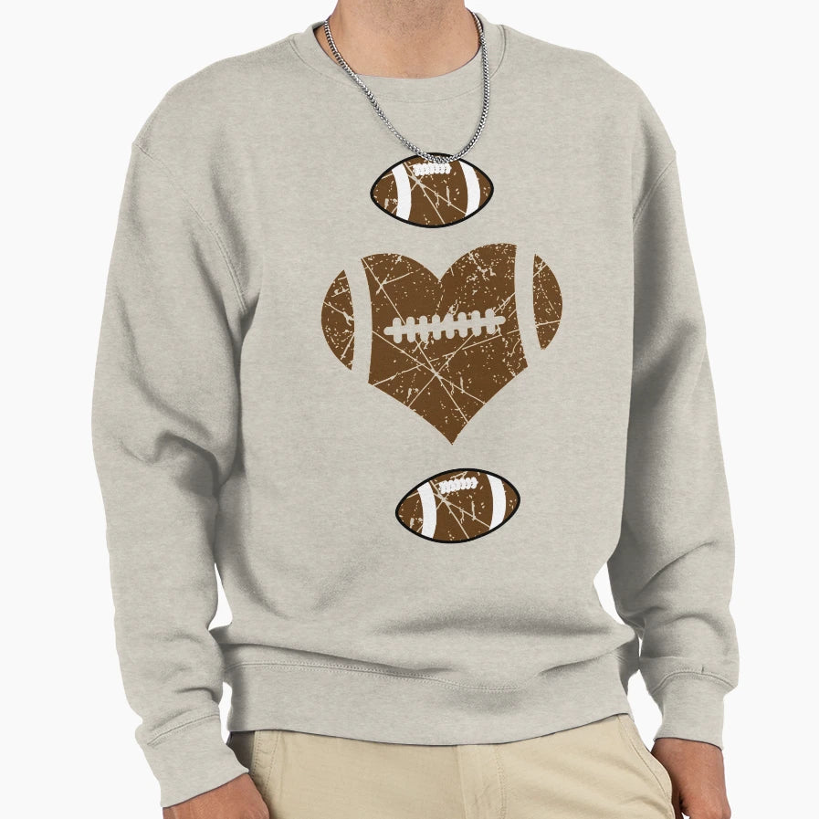 Valentines Heart Football Sweatshirt - Graphic Print Unisex - T-Shirt, Sweatshirt, Hoodie