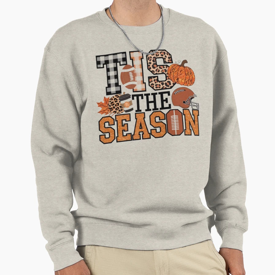 Tis Season Football Pumpkin Sweatshirt - Casual Everyday Wear for Adults - T-Shirt, Sweatshirt, Hoodie