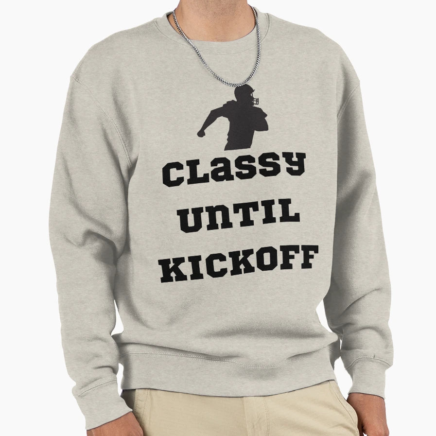 Football Classy Until Kickoff Mom T-Shirt - Unique Graphic for Adults - T-Shirt, Sweatshirt, Hoodie