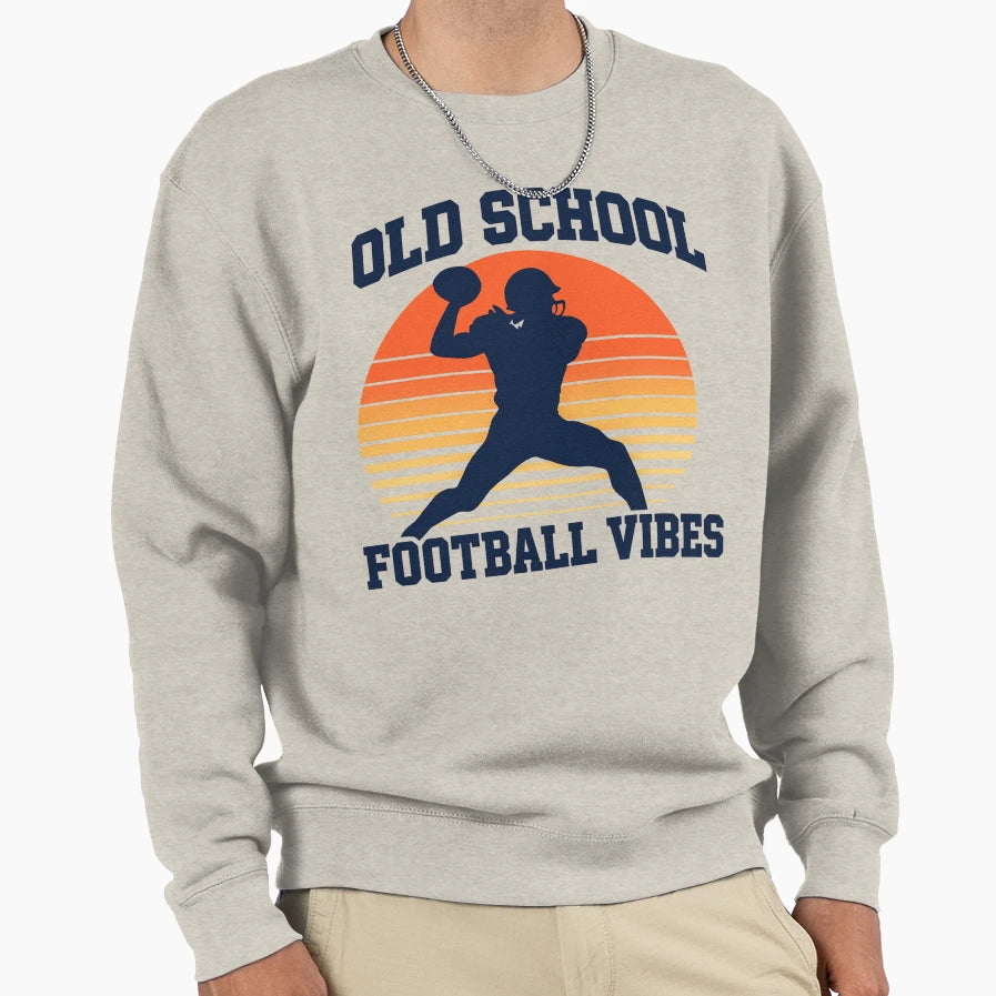 Old School Football Vibes American Sweatshirt - Unique Graphic for Adults - T-Shirt, Sweatshirt, Hoodie
