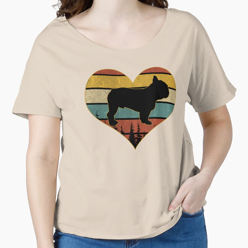 Retro vintage french bulldog heart by gastonfongemie - Adult & Kids T-Shirts, Sweatshirts & Hoodies apparel design preview 1